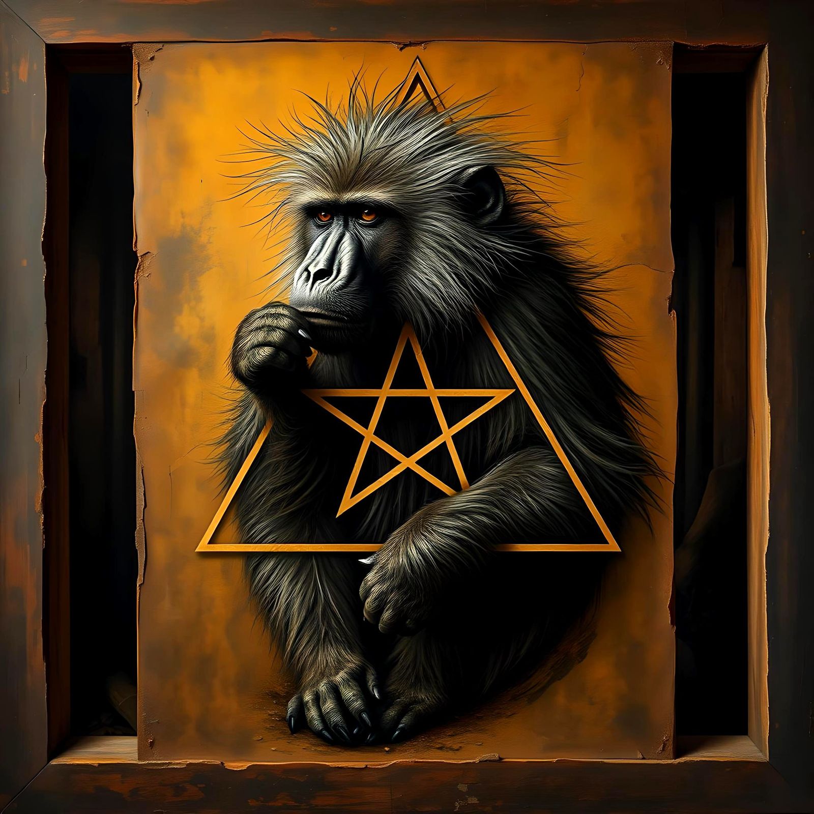 Baboon and Pentagram Inspired by Bosch