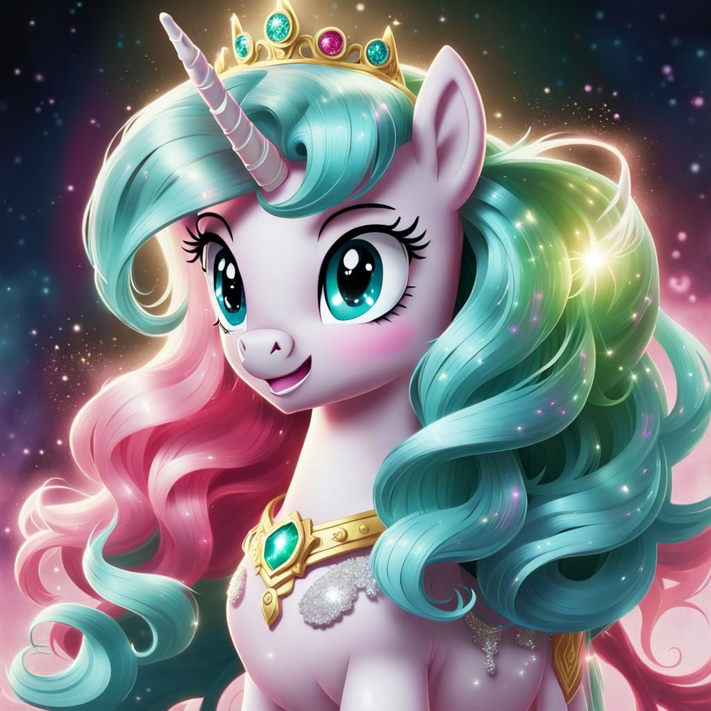 Princess Celestia G4 with Sparkly Mane as Anime Art