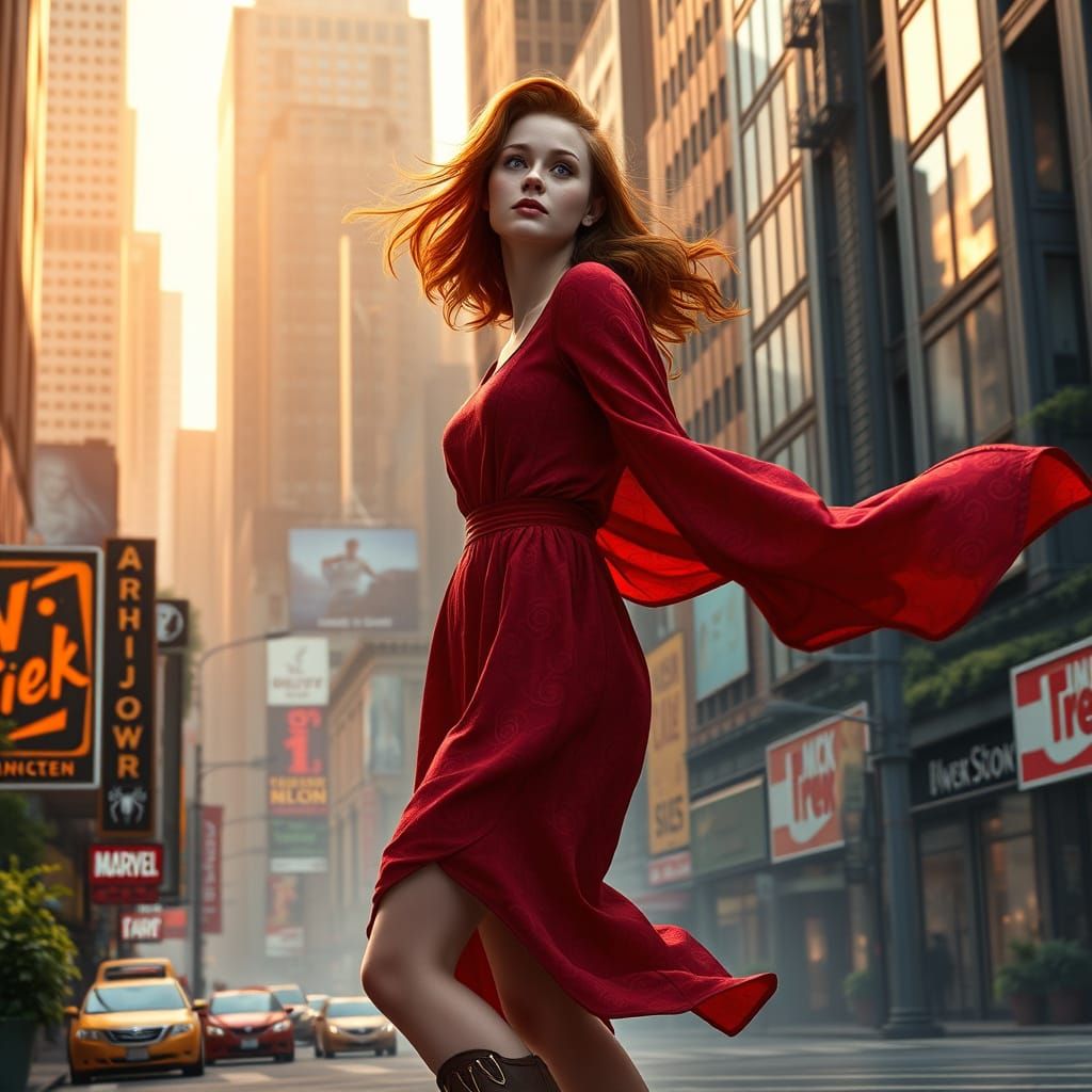 Sadie Sink as Mary Jane Watson in a Fantastical NYC Streetsc...