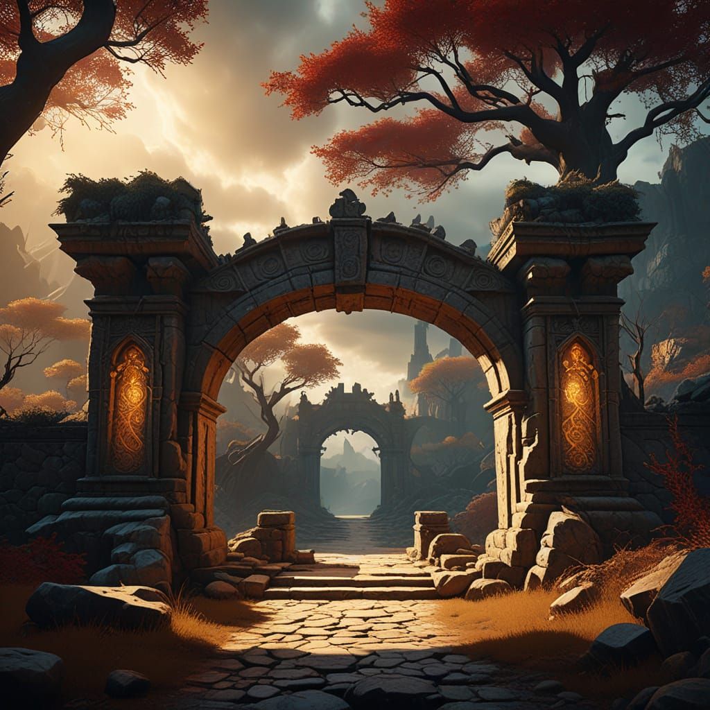 Ancient Cityscape in Mysterious Earthy Tones