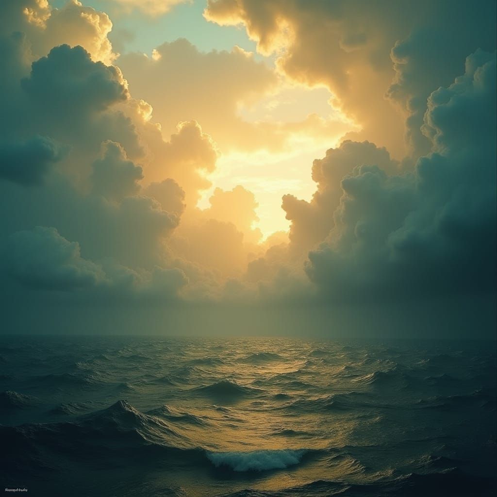 Divine Energy Swirls Above Primordial Waters