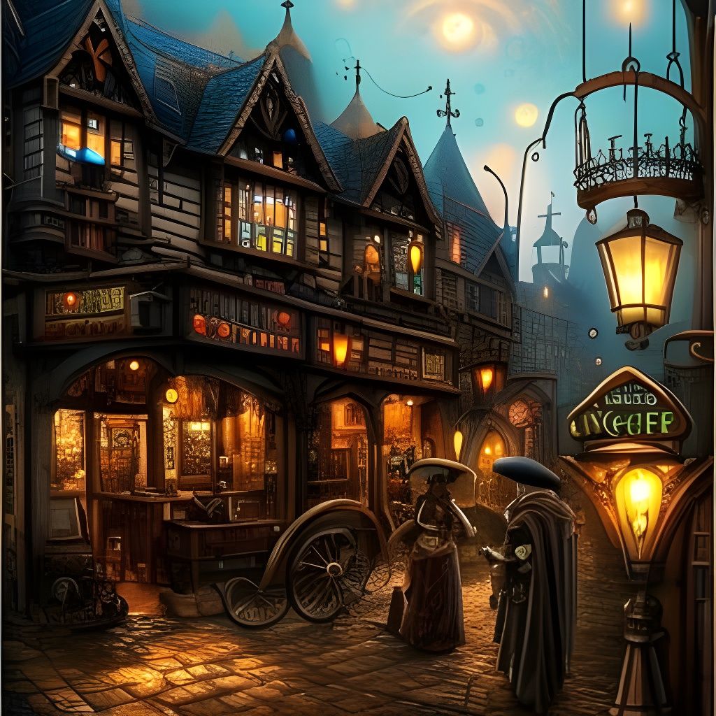 Steampunk Village Inn with Rainbow Smoke