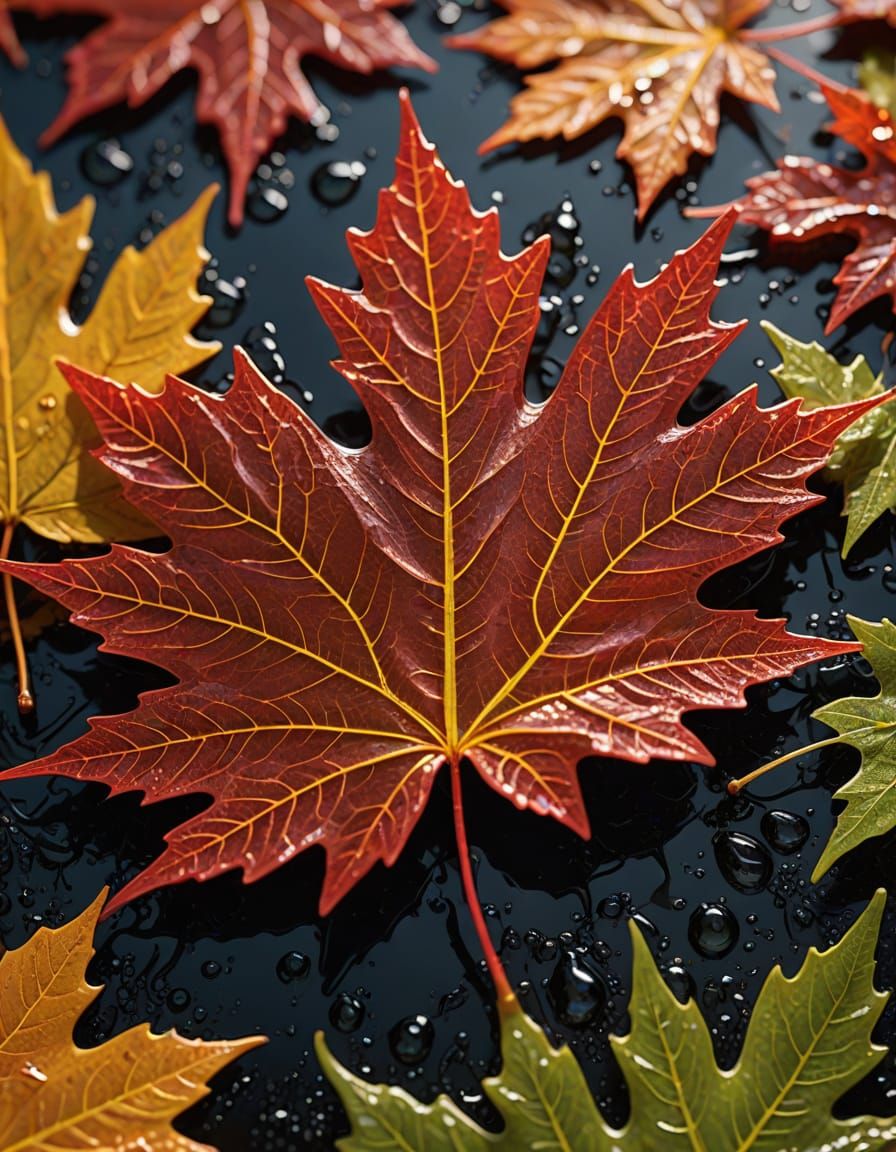 Autumn Maple Leaf in Hyper-Realistic Digital Art