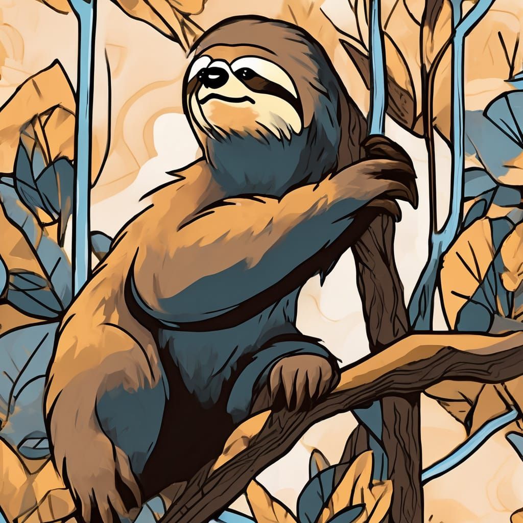 Hyperrealistic Sloth Portrait in Oil Painting Style