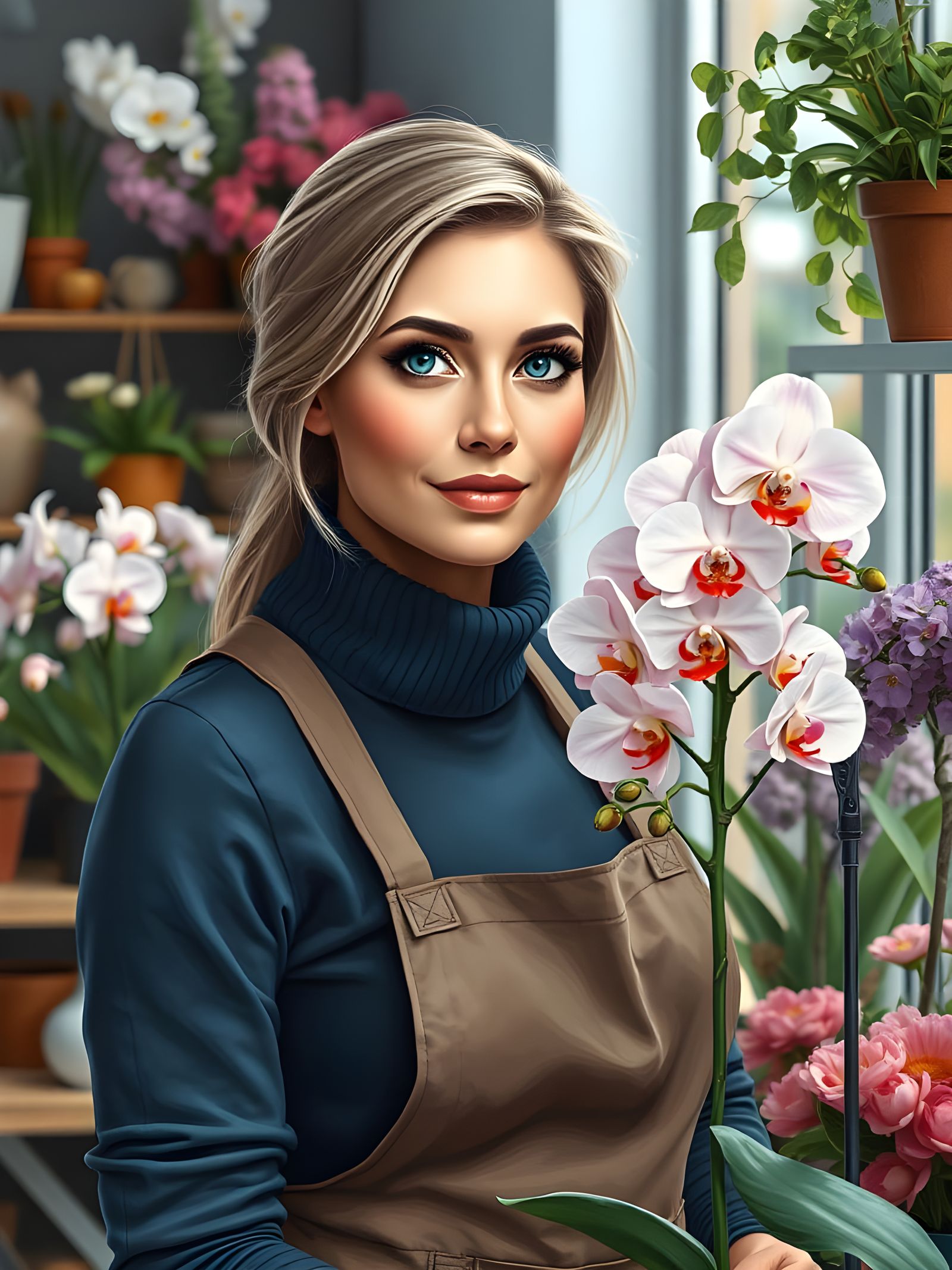 Swedish Florist in Flower Shop: Vibrant Painting