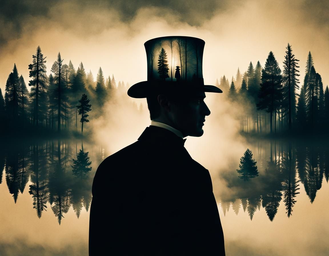 Eerie Forest Silhouette Overlay Double Exposure Photography