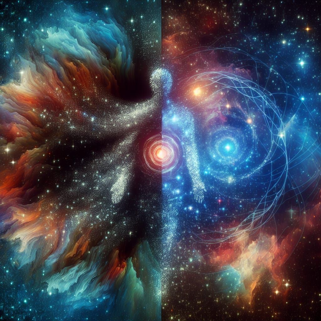 Celestial Figure of Stars and Nebulae in Matte Painting