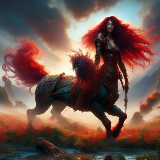 Powerful Red Centaur Fantasy Concept Art