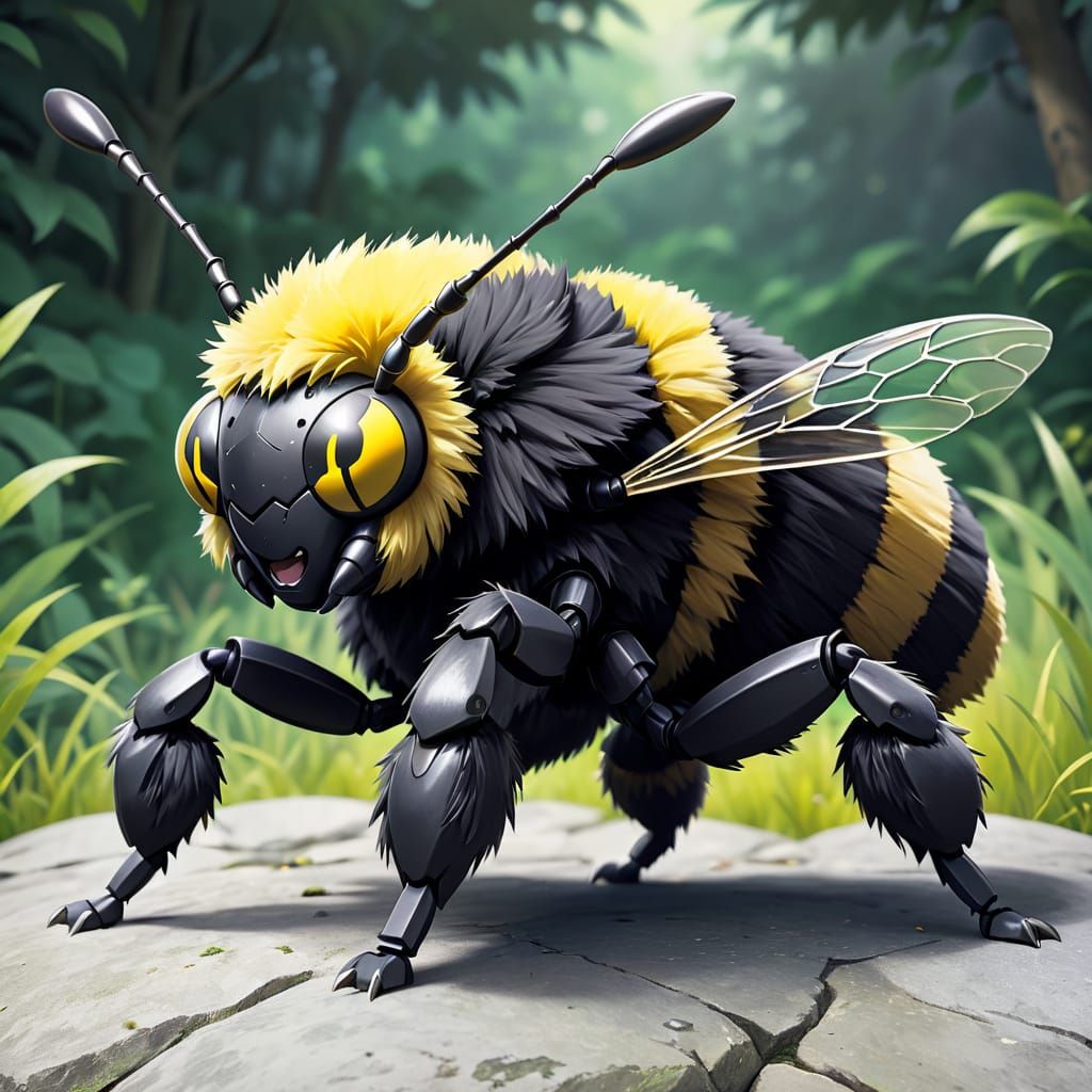 Bug Fakemon with Boulder-Like Fur and Majestic Aura