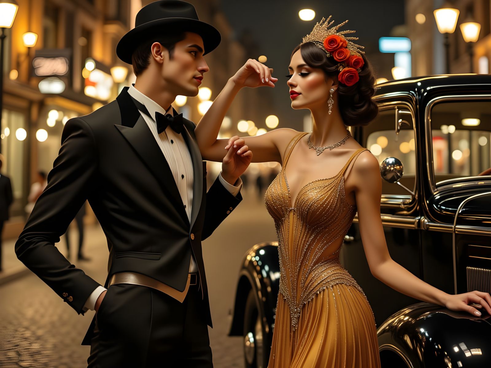 Roaring 20s Zoot Suit Dancer Impresses Flapper Woman