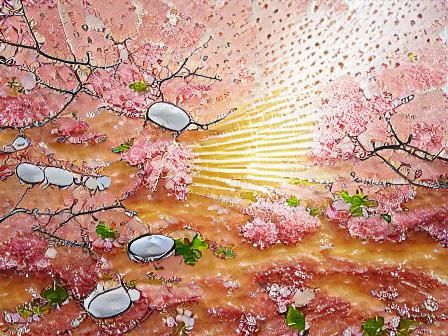 Cherry Blossom Tree in Sunshine: A Detailed Painting
