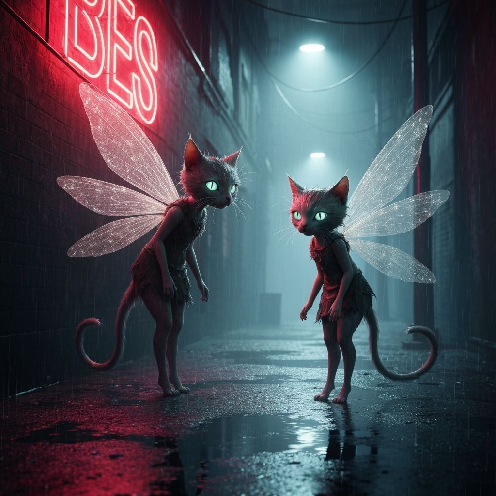 Cat Fairies in Gritty Urban Alley