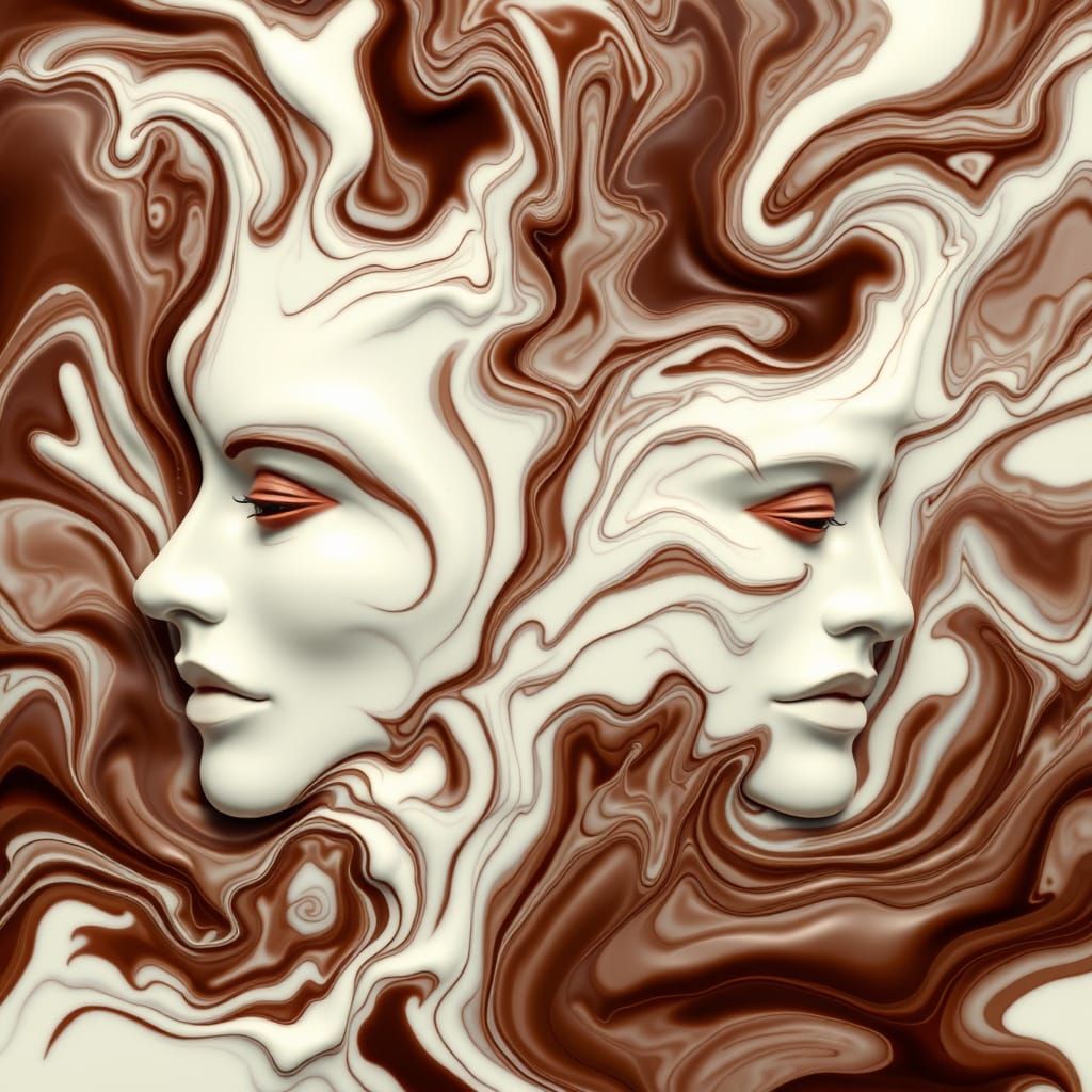 Abstract Chocolate Faces in Splash Art Style