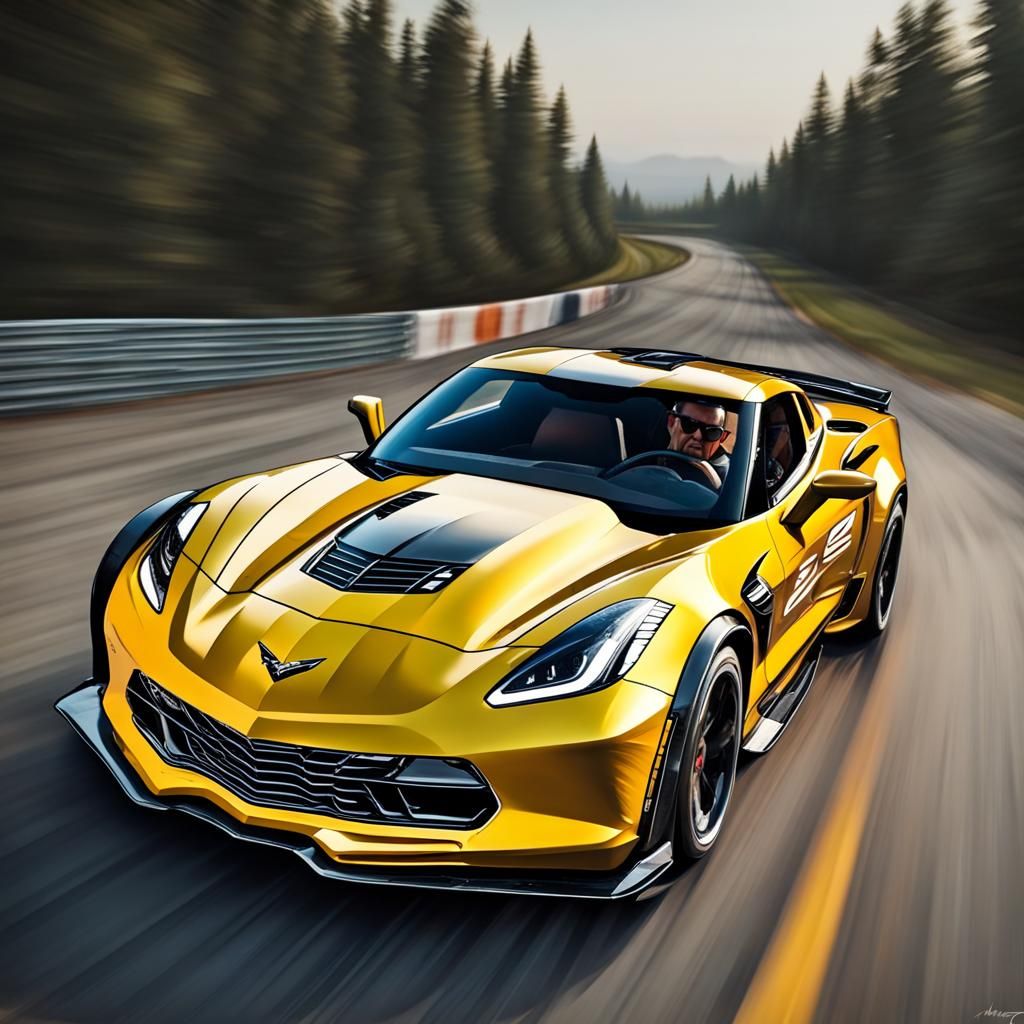 Hyperrealistic Sports Car Race Scene in 64k Resolution