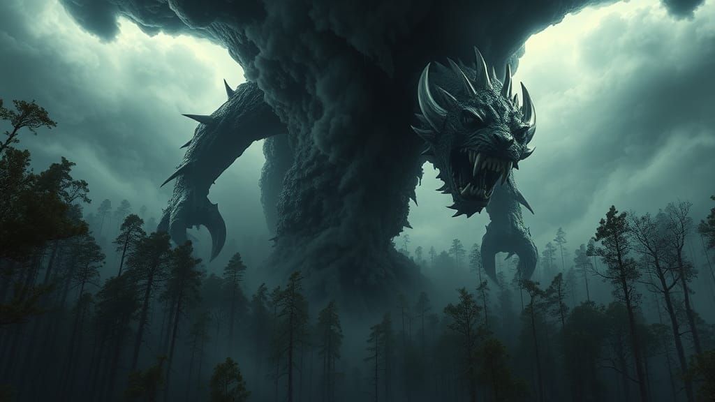 Menacing Tornado Beast Rages Through Forest