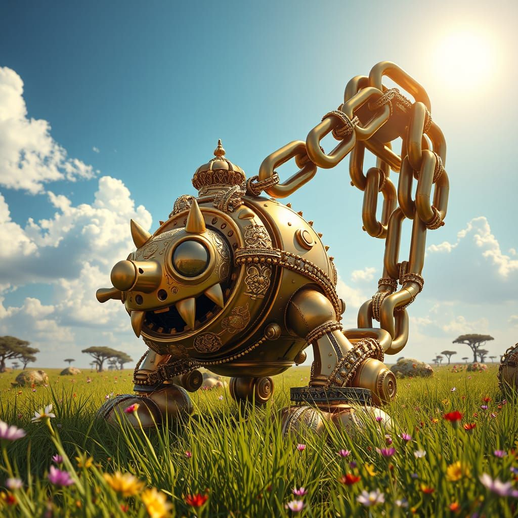 Golden Chain Chomp in Vibrant Savannah Landscape