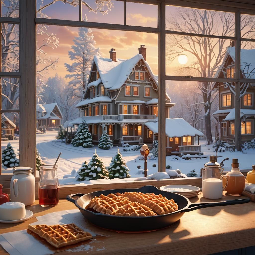 Cozy Winter Waffle Still Life in 3D