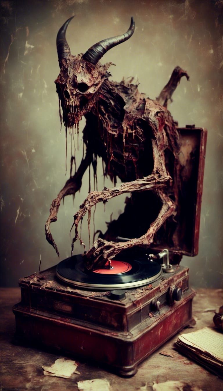 Demon Summoned by Vintage Record Player