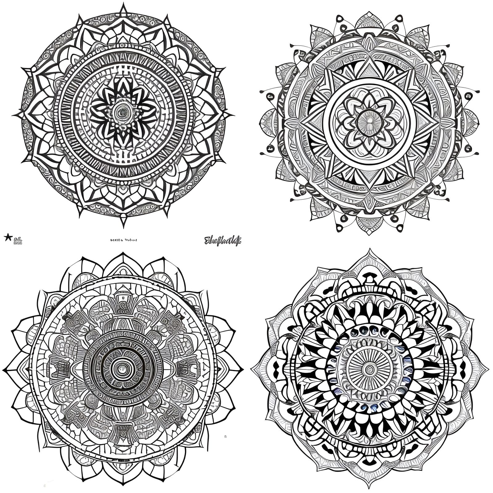 Ancient Egypt Mandala Designs in Line Art