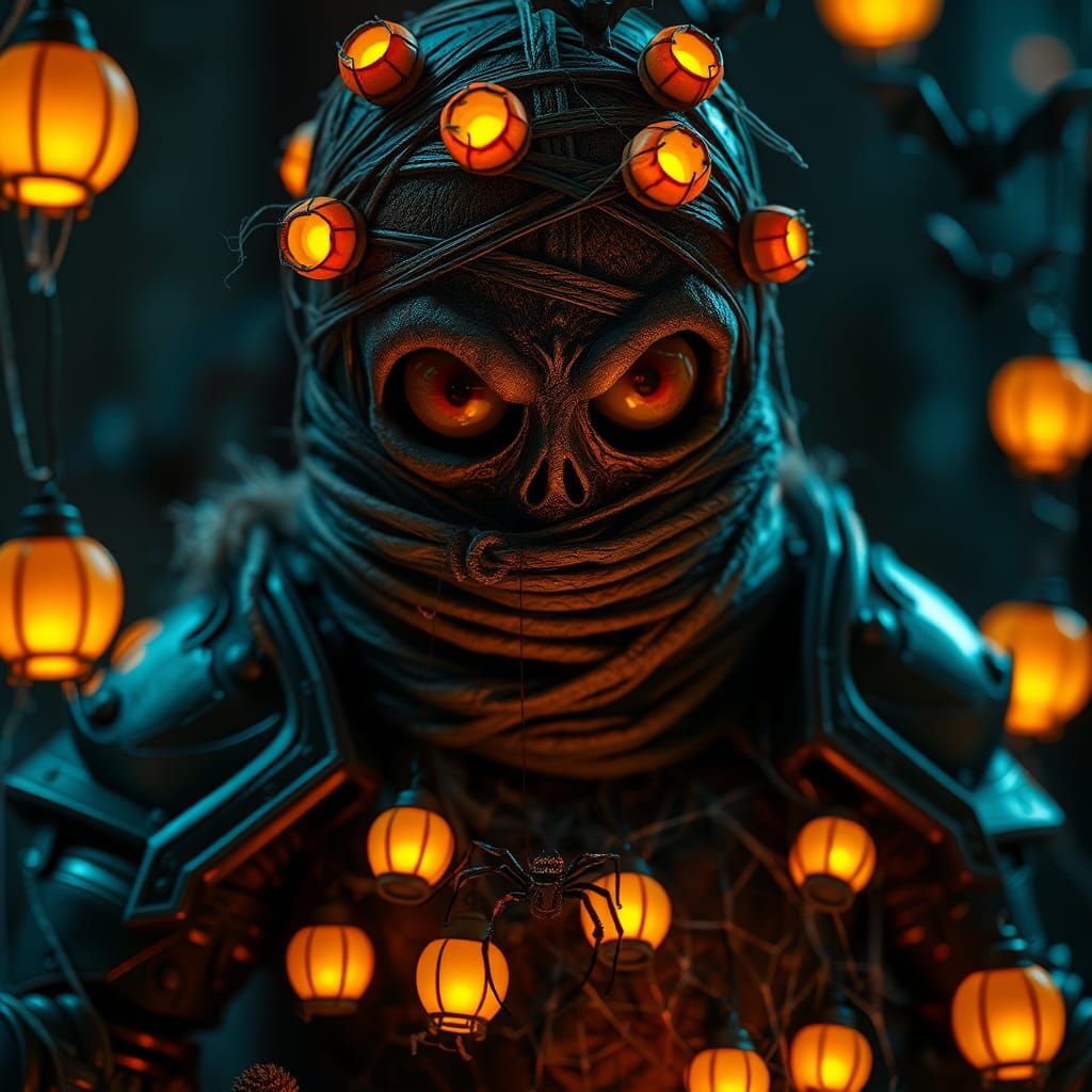 Spooky Knight in Halloween Anime Style