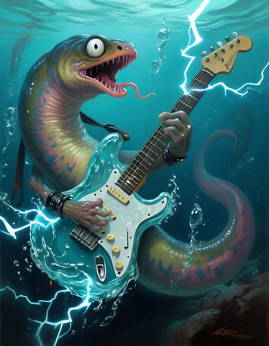 Electric Eel Shreds Water Guitar Underwater in Heavy Metal S...