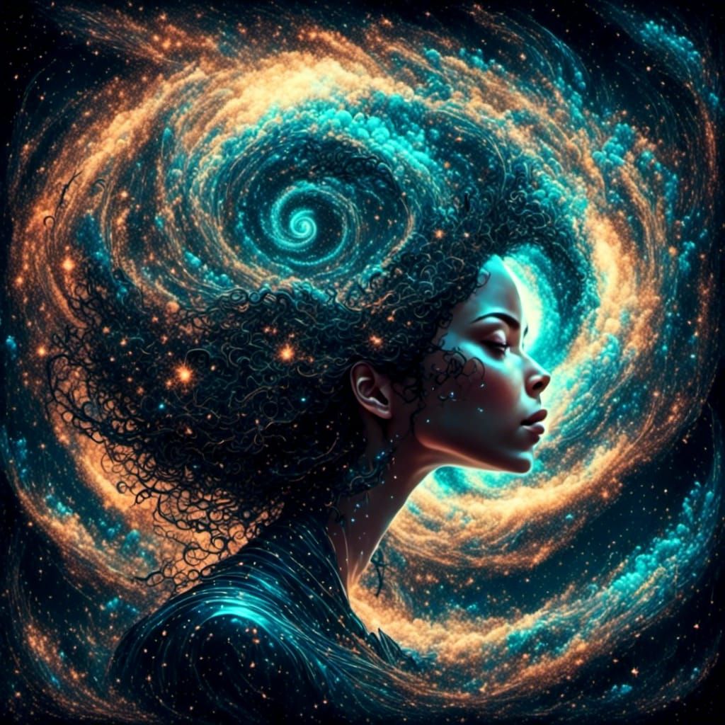 Head Exploding Like Big Bang: Digital Cubist Portrait