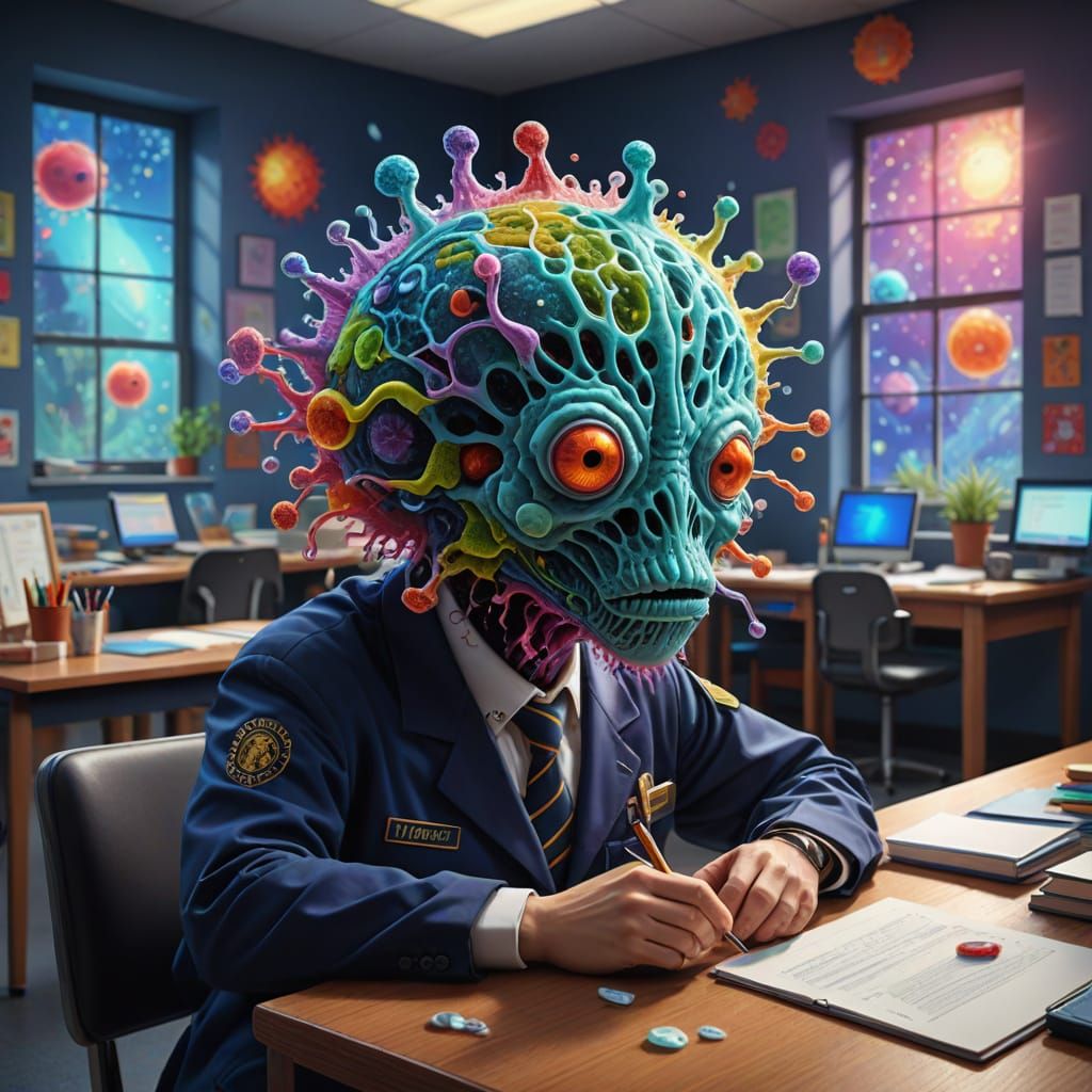 Vibrant Amoeba Student in Private School Attire