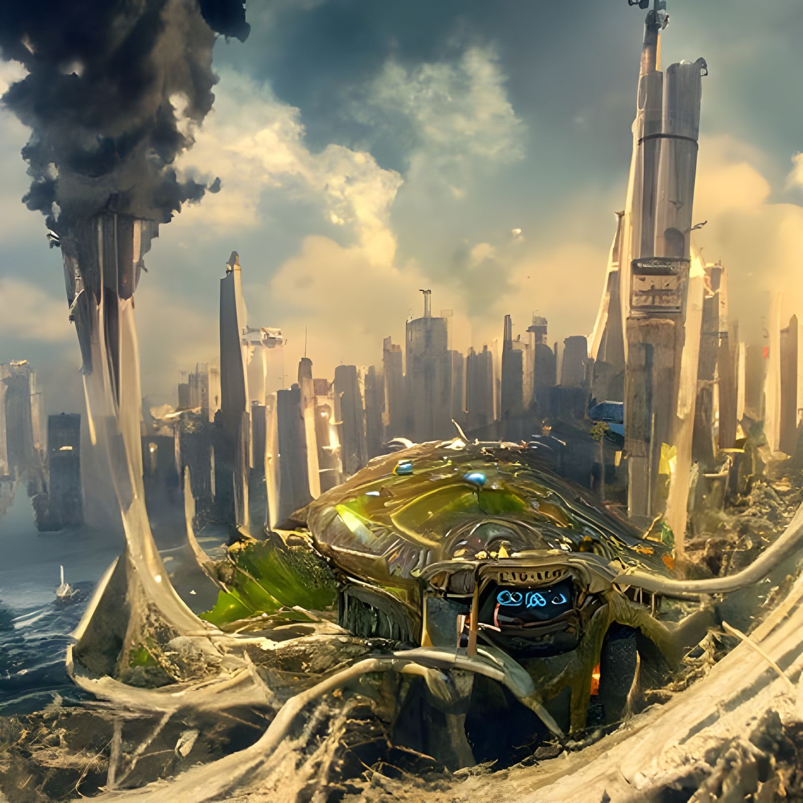 Futuristic City on Destroyed Planet: 8K Concept Art