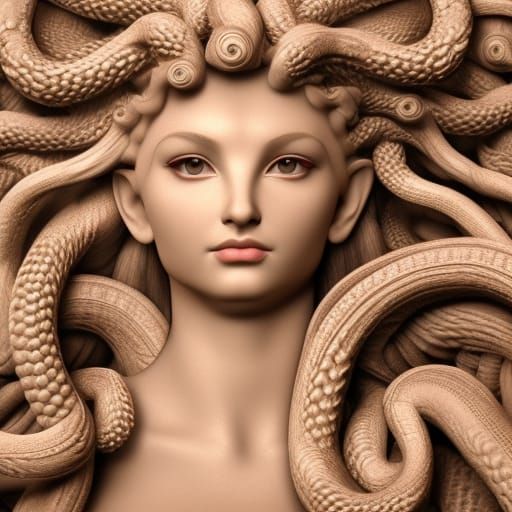 Beautiful Medusa Portrait in Photorealistic Style