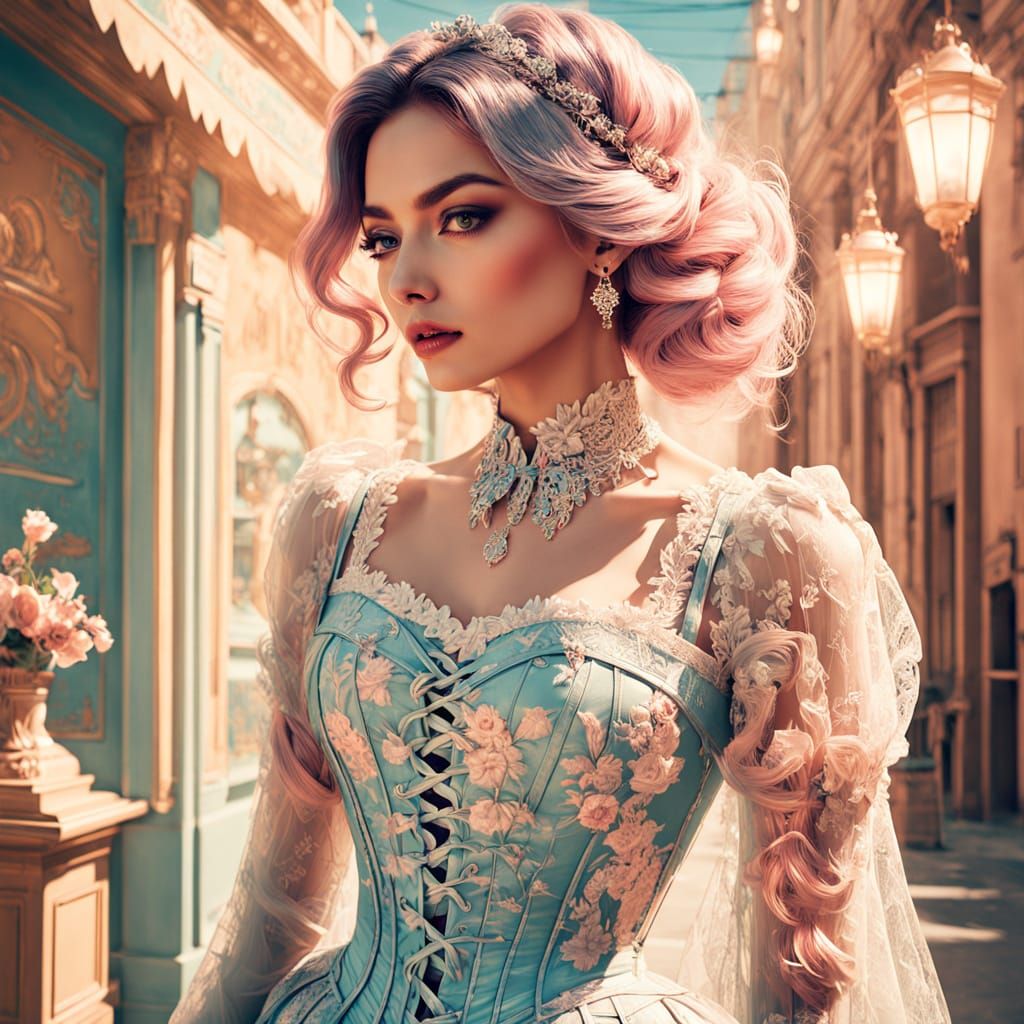 Elegant Woman in Whimsical Wes Anderson Style