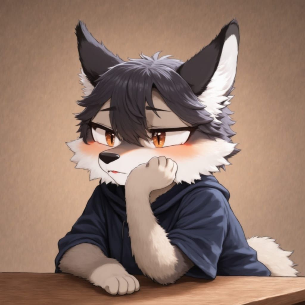 Anime Chibi Wolf in a State of Confusion