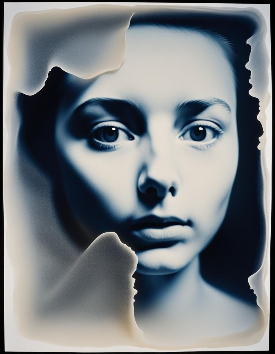 Abstract Portrait with Embossed Velvet Texture