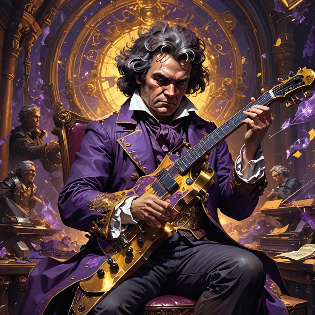 Beethoven Plays Electric Guitar: Dark Fantasy Art