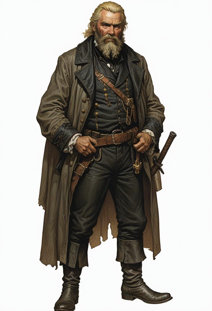 18th Century Caribbean Crimelord Portrait in Vibrant Colors