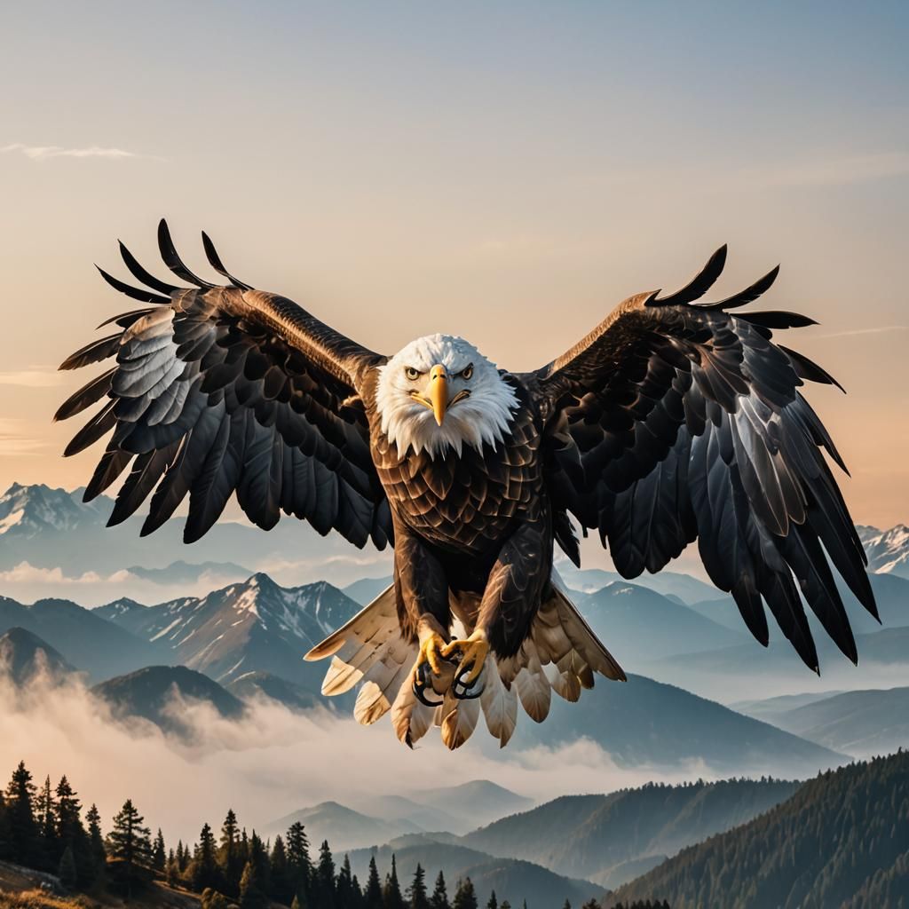 Eagles with mountain