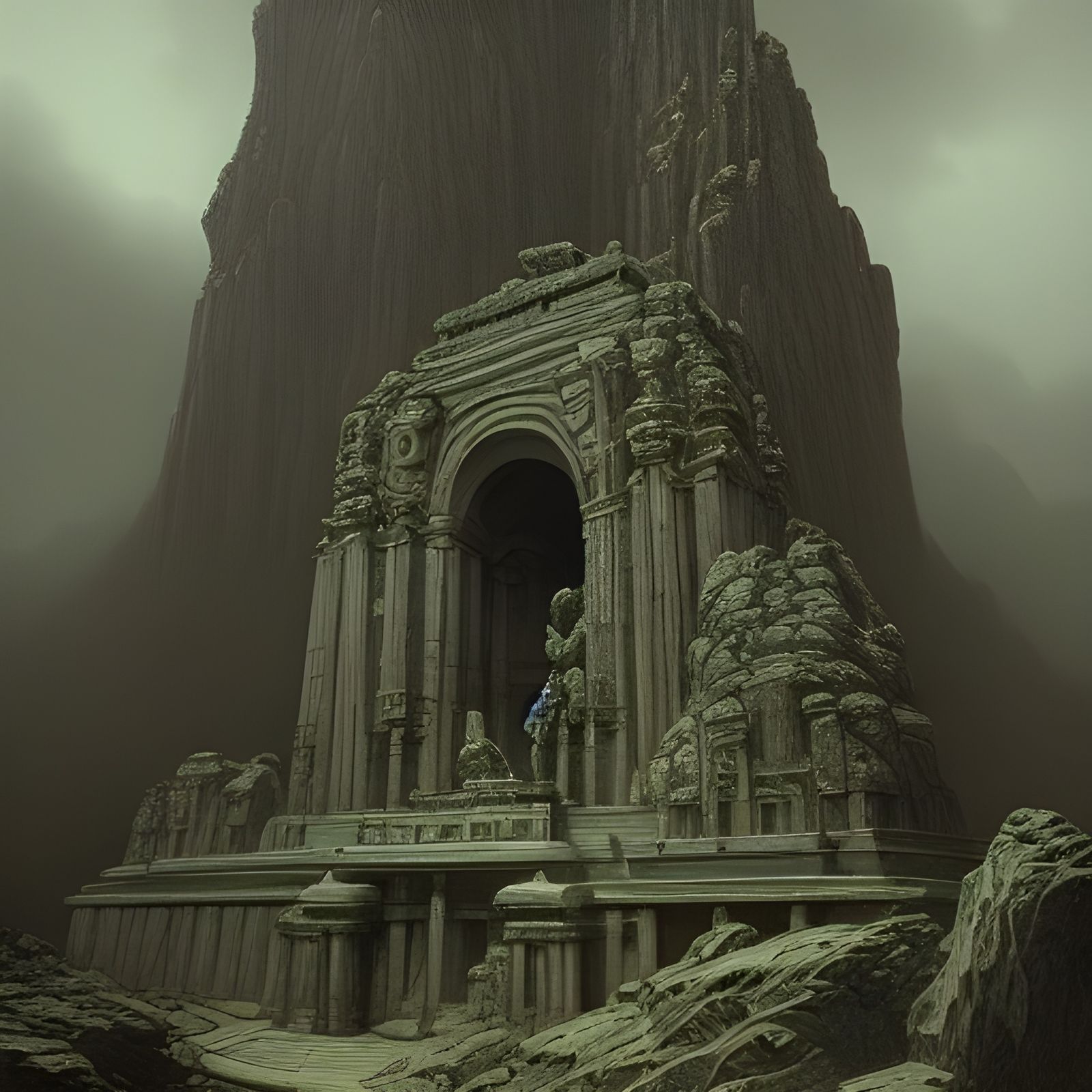 Majestic Ancient Temple Carved into Mountain