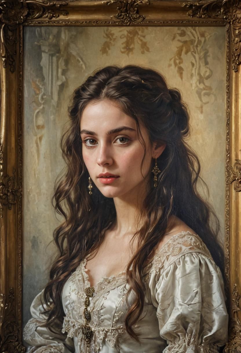 Baroque Woman Portrait in Oil Painting Style