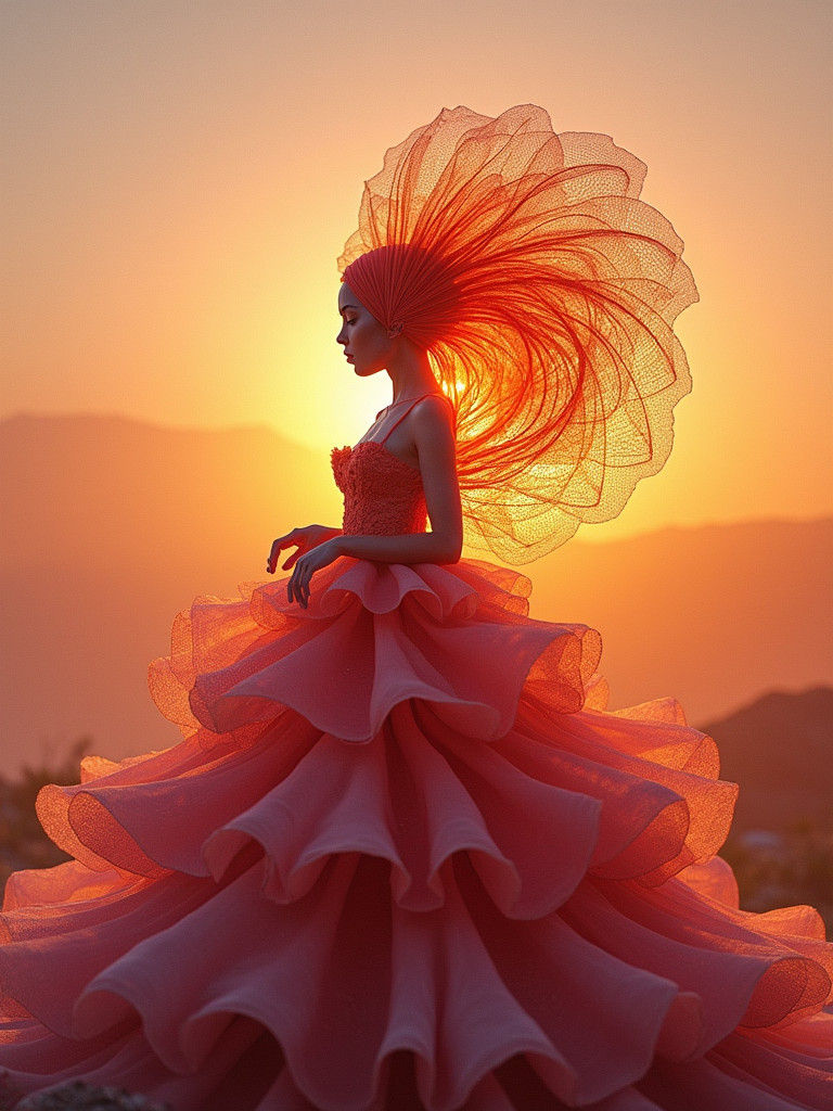 Anthropomorphic Ammonite in Tulle Layers