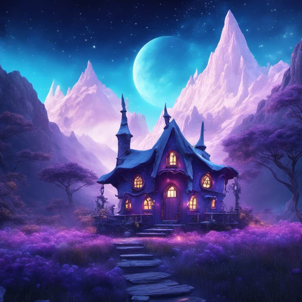 Purple fantasy fairy house
