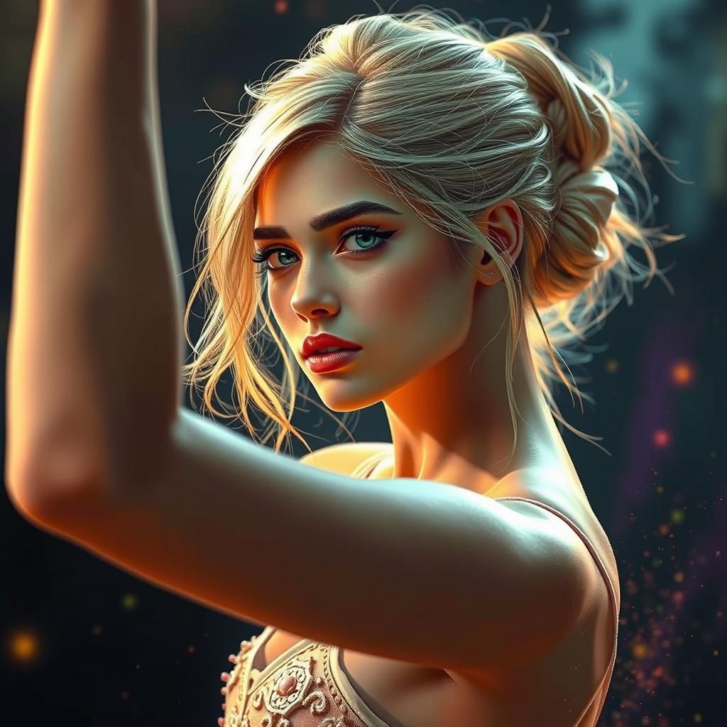 Hyperdetailed Portrait of Blonde Ballerina, Digital Art