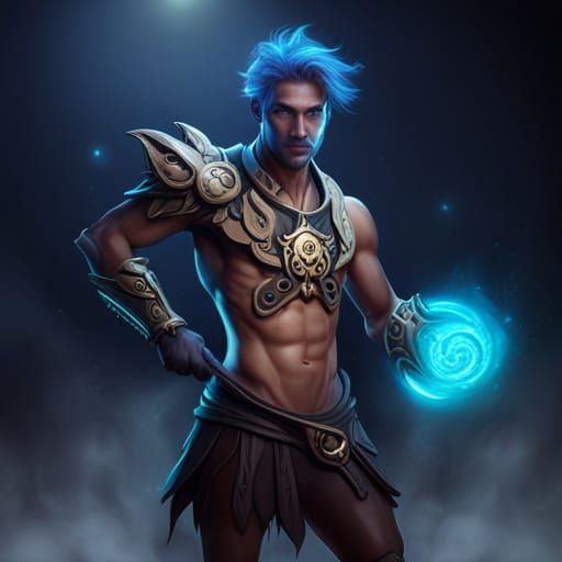 Bioluminescent Fae Warrior: Detailed Fantasy Art