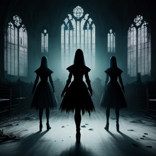 Eerie Ghost Dancers in Dystopian Church