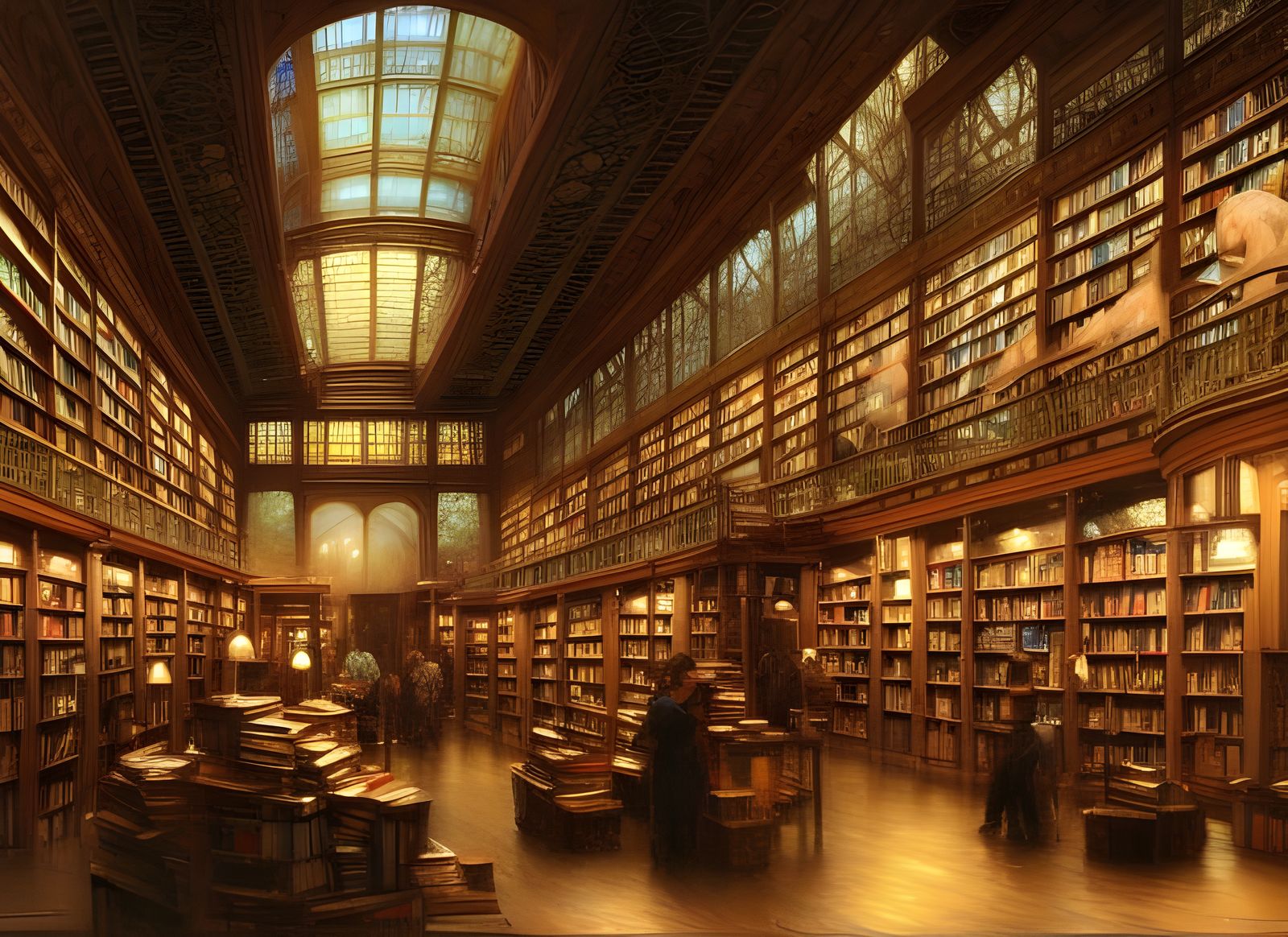 Inviting Old Book Shop Interior: Hyper-Detailed Oil Painting