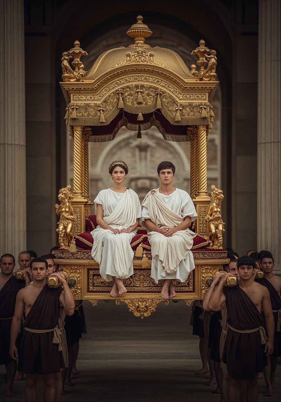 Roman Emperor and Empress on Gold Litter