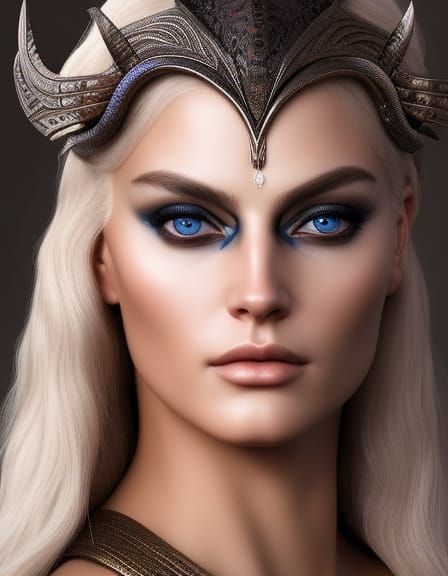 Ethereal Norse Goddess Portrait in Watercolor Style