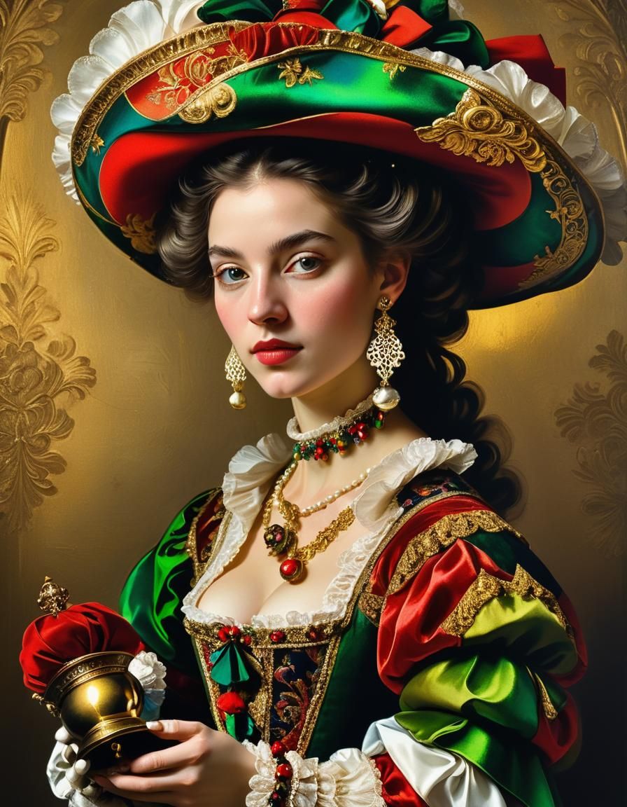 Ornate Baroque Portrait of a Young Lady