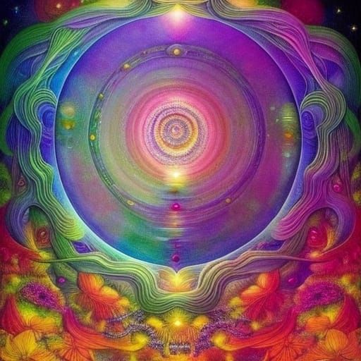 Surreal Figures Walking in Vibrant Dreamscape