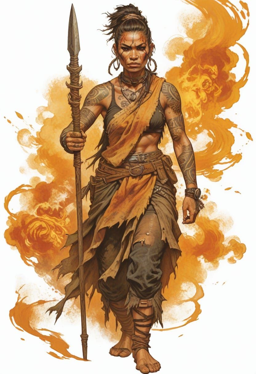 Polynesian Post-Apocalyptic Survivor Illustration