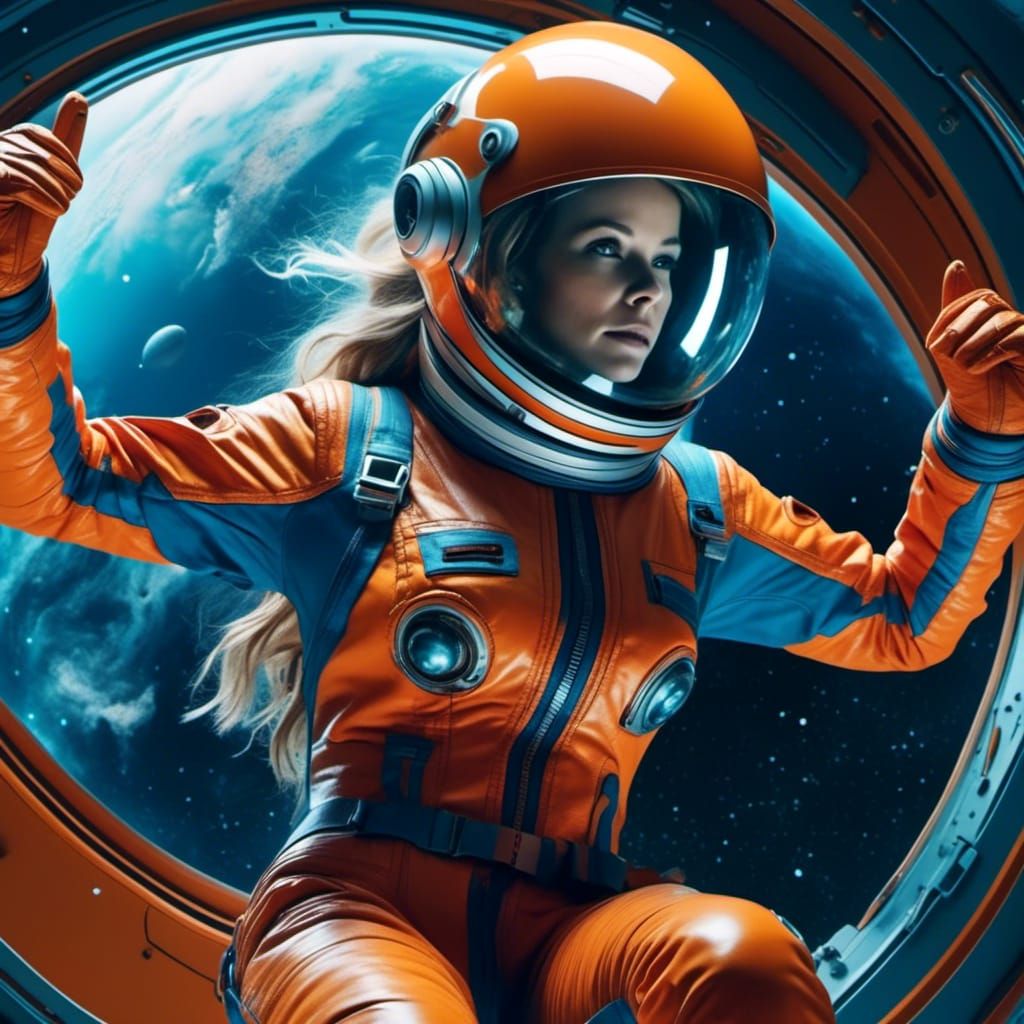 80s Space Woman Movie Poster with Hyperrealistic Details