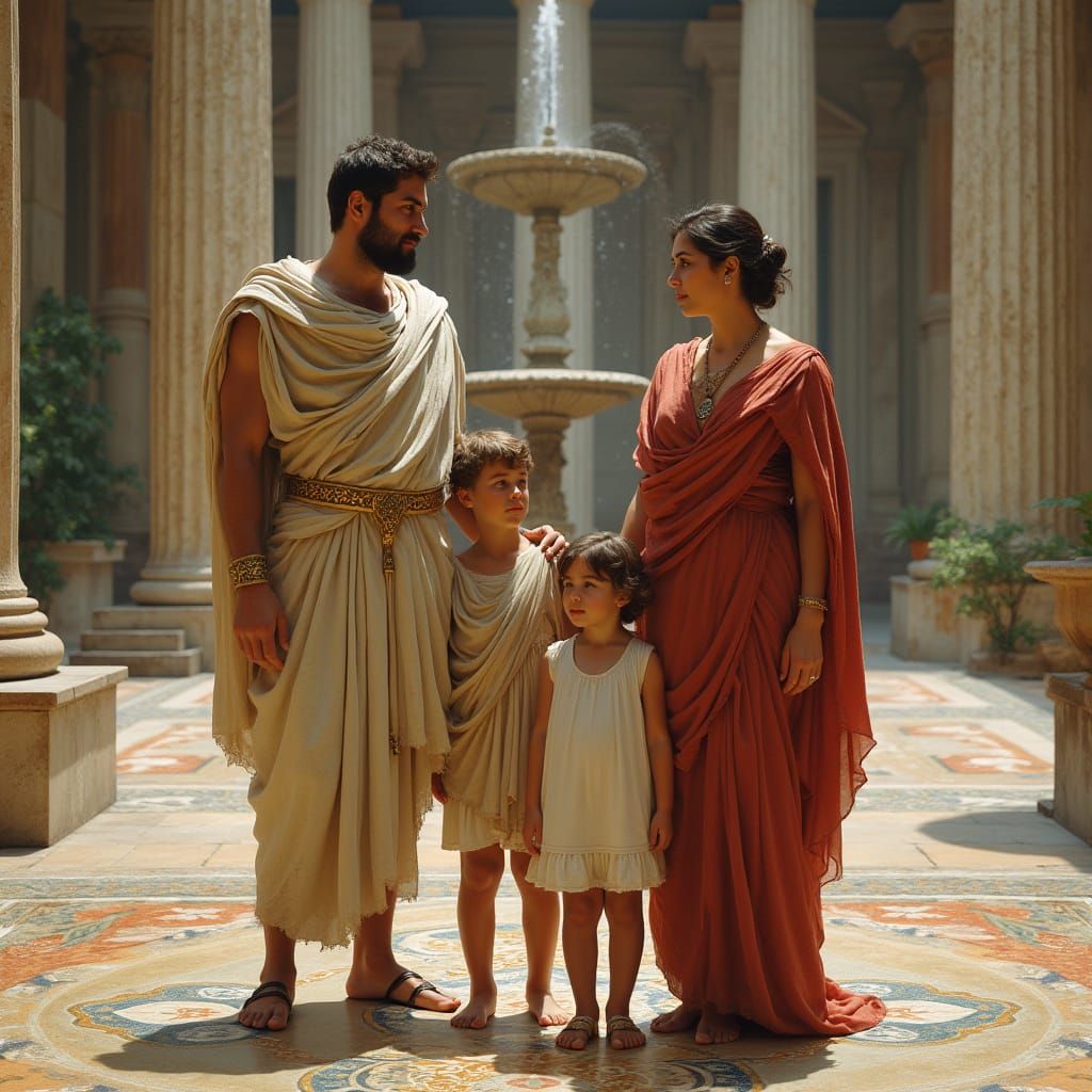 Ancient Roman Family Portrait in Neoclassical Style